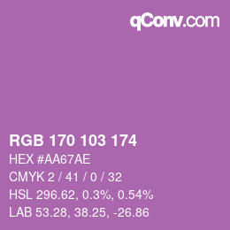 カラーコード: RGB 170 103 174 | qconv.com