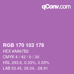 Color code: RGB 170 103 178 | qconv.com