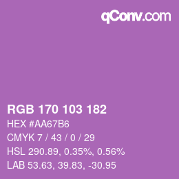 Color code: RGB 170 103 182 | qconv.com