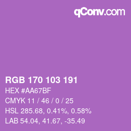 Farbcode: RGB 170 103 191 | qconv.com