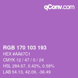 Color code: RGB 170 103 193 | qconv.com