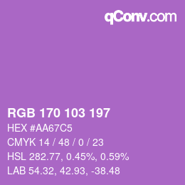 颜色代码: RGB 170 103 197 | qconv.com