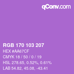 Color code: RGB 170 103 207 | qconv.com