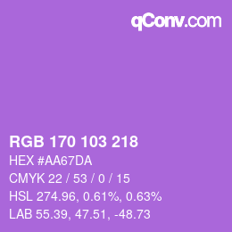 Color code: RGB 170 103 218 | qconv.com