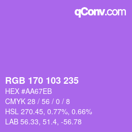 Color code: RGB 170 103 235 | qconv.com