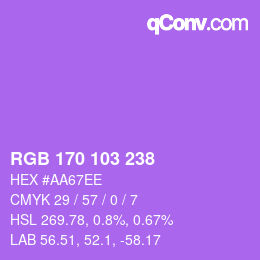 カラーコード: RGB 170 103 238 | qconv.com