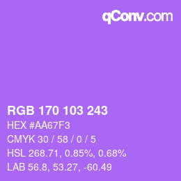 Color code: RGB 170 103 243 | qconv.com