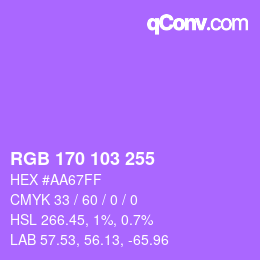 Color code: RGB 170 103 255 | qconv.com