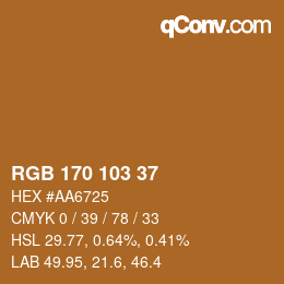 カラーコード: RGB 170 103 37 | qconv.com