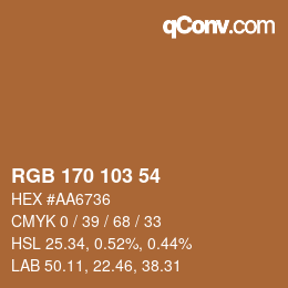 Color code: RGB 170 103 54 | qconv.com