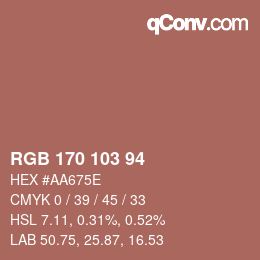 Color code: RGB 170 103 94 | qconv.com