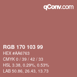 Color code: RGB 170 103 99 | qconv.com