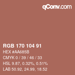 Color code: RGB 170 104 91 | qconv.com