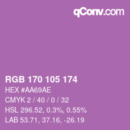 Color code: RGB 170 105 174 | qconv.com