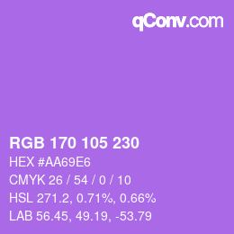 Color code: RGB 170 105 230 | qconv.com