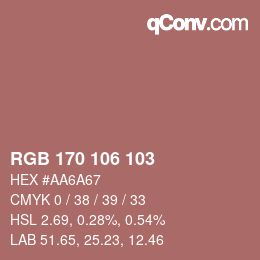 Color code: RGB 170 106 103 | qconv.com