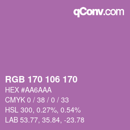 颜色代码: RGB 170 106 170 | qconv.com