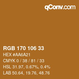 Color code: RGB 170 106 33 | qconv.com