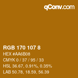 Color code: RGB 170 107 8 | qconv.com