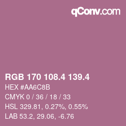 カラーコード: RGB 170 108.4 139.4 | qconv.com