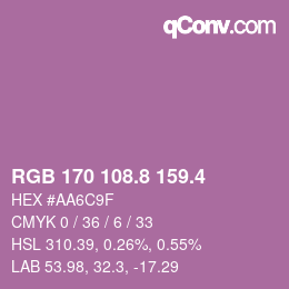 カラーコード: RGB 170 108.8 159.4 | qconv.com