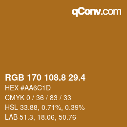 カラーコード: RGB 170 108.8 29.4 | qconv.com