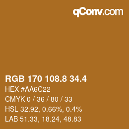 カラーコード: RGB 170 108.8 34.4 | qconv.com