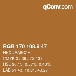 Color code: RGB 170 108.8 47 | qconv.com