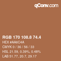 カラーコード: RGB 170 108.8 74.4 | qconv.com