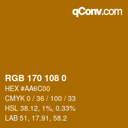 Color code: RGB 170 108 0 | qconv.com