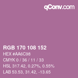 颜色代码: RGB 170 108 152 | qconv.com
