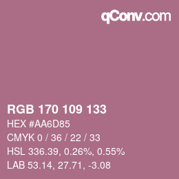 Color code: RGB 170 109 133 | qconv.com