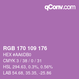 颜色代码: RGB 170 109 176 | qconv.com