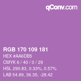 Color code: RGB 170 109 181 | qconv.com