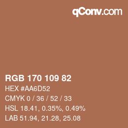 Color code: RGB 170 109 82 | qconv.com