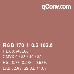 カラーコード: RGB 170 110.2 102.6 | qconv.com
