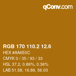 カラーコード: RGB 170 110.2 12.6 | qconv.com