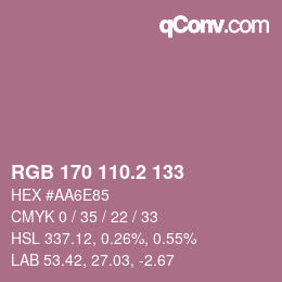 カラーコード: RGB 170 110.2 133 | qconv.com