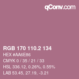 カラーコード: RGB 170 110.2 134 | qconv.com