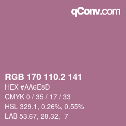 カラーコード: RGB 170 110.2 141 | qconv.com