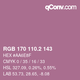 カラーコード: RGB 170 110.2 143 | qconv.com
