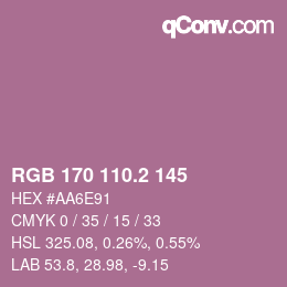 カラーコード: RGB 170 110.2 145 | qconv.com