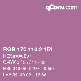 カラーコード: RGB 170 110.2 151 | qconv.com