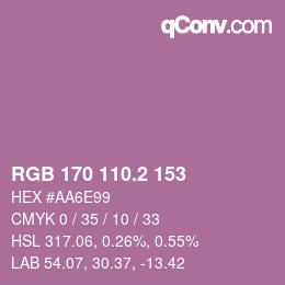 カラーコード: RGB 170 110.2 153 | qconv.com