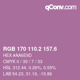 カラーコード: RGB 170 110.2 157.6 | qconv.com