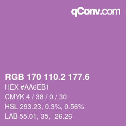 カラーコード: RGB 170 110.2 177.6 | qconv.com