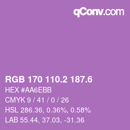 カラーコード: RGB 170 110.2 187.6 | qconv.com