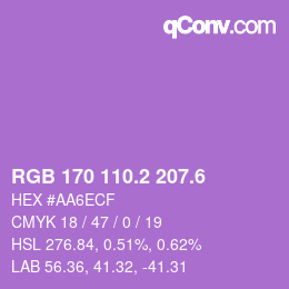 カラーコード: RGB 170 110.2 207.6 | qconv.com