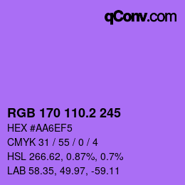 カラーコード: RGB 170 110.2 245 | qconv.com