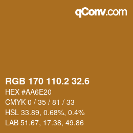 カラーコード: RGB 170 110.2 32.6 | qconv.com